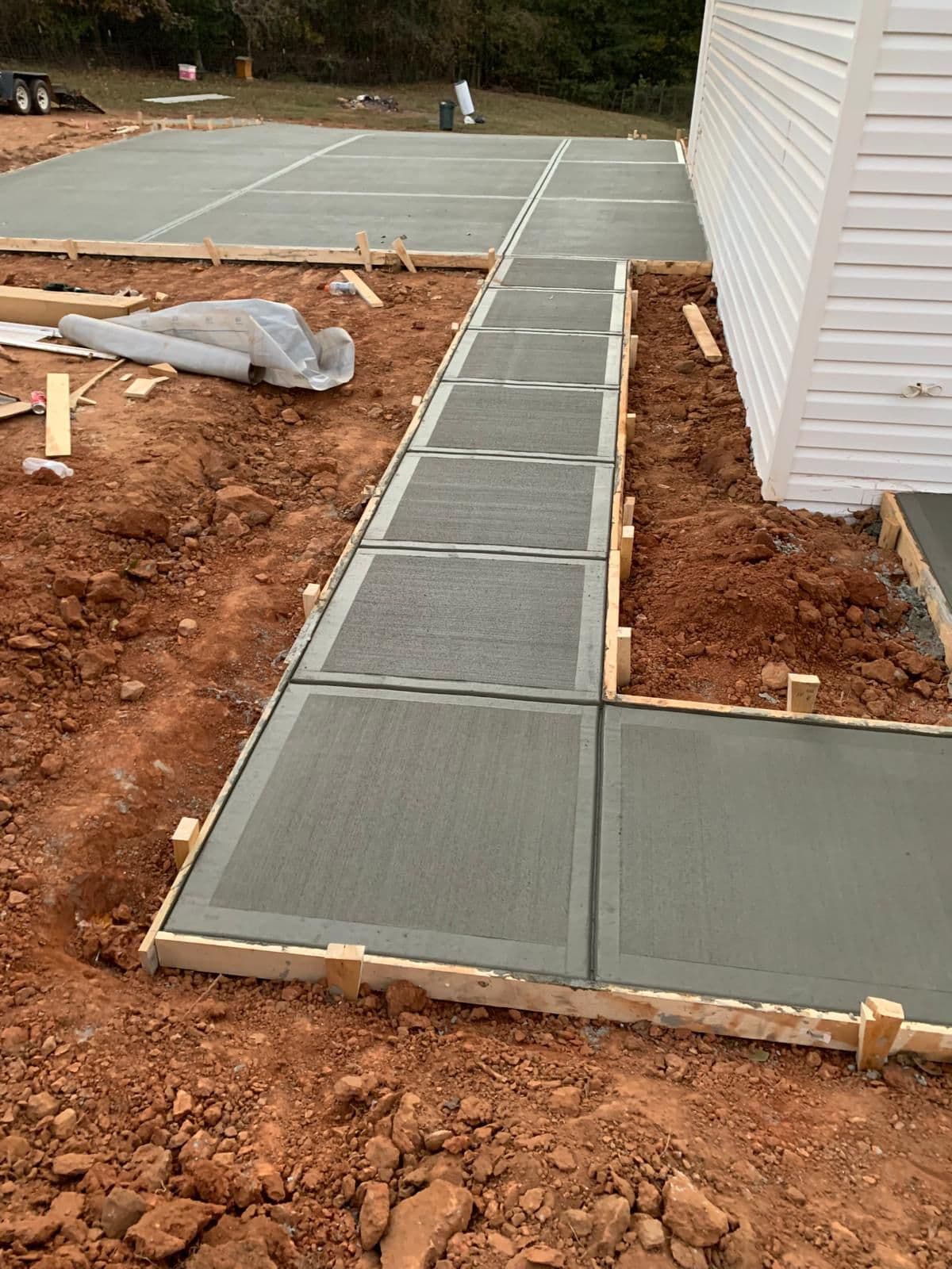 Concrete walkway section with clean edges